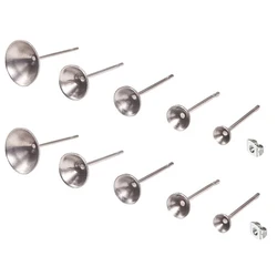 100pcs/lot Stainless Steel Stud Earring Settings Flat Round Blank Peg Stud Earring Fit for 3,4,5,6,8mm Rhinestone DIY Jewelry