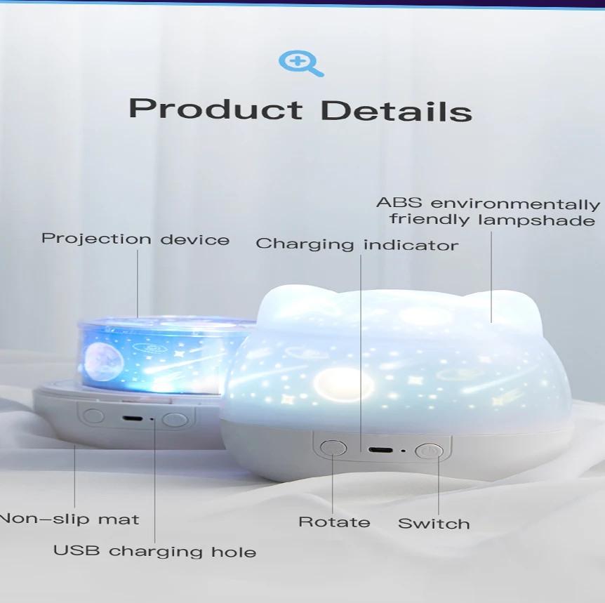 Star Projector Light Colorful Music LED Night Lights For Kids USB Charging/Rotatable/Sing Project lamp Bedroom Party
