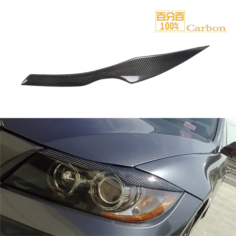 For BMW 3 Series E90 Car Front Light Headlights Eyebrows Carbon Fiber Eyelids 2005-2012