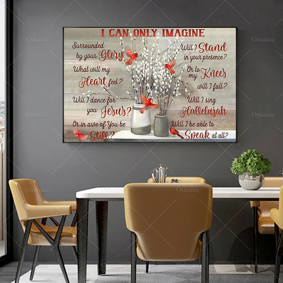 Cardinal I Can Only Imagine Horizontal Poster, Cardinal Poster, Modern Home Decoration Abstract Wall Art Canvas  Unique Gift