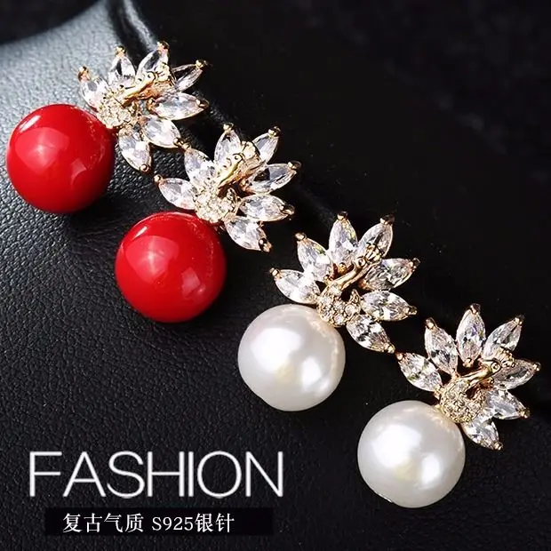 Luxury Crystal High Zircon Pearl Peacock Shape Clip on Earrings for Women Girl Party Without Pierced Favorite Fashion Jewelry