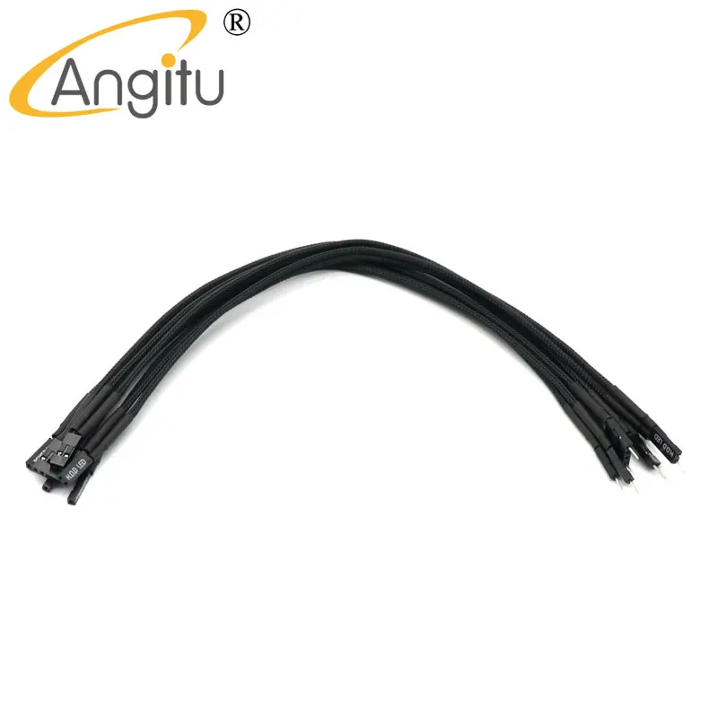 Angitu Front Panel +P, -P, Reset, Power SW, HDD, Speaker PC Motherboard Boot Cable Single Sleeved Extension Cable Kit-30cm