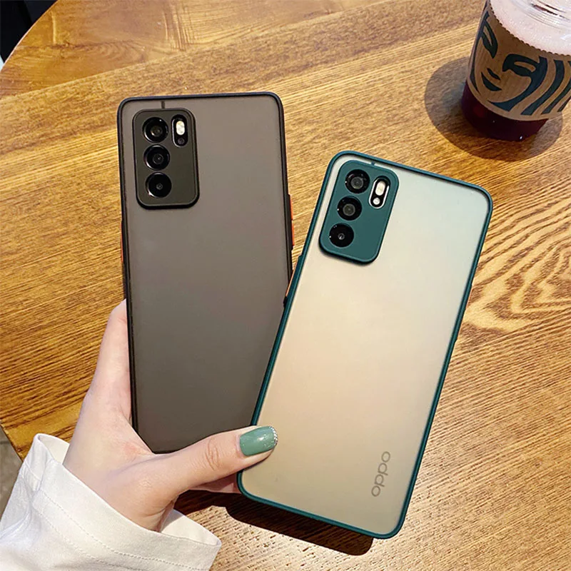 Case for Reno 6 Hard Matte Soft Bumper Shockproof Cover For OPPO Reno6 Plus 5 Lite 5Z 5F Couqe Funda