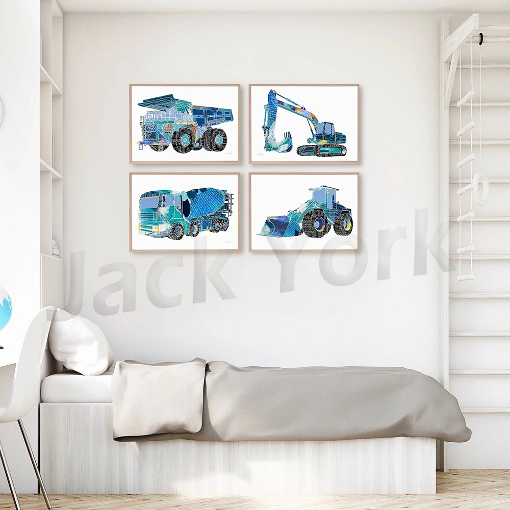 Construction vehicles, machinery, boy decor, boys bedroom decor, boys bedroom, boys wall art, boy bedroom prints, boys room