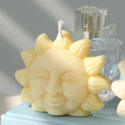 3D Smile Face Candle Molds Cute Sunflower Silicone Aromatherapy Scented Candle Making Tool