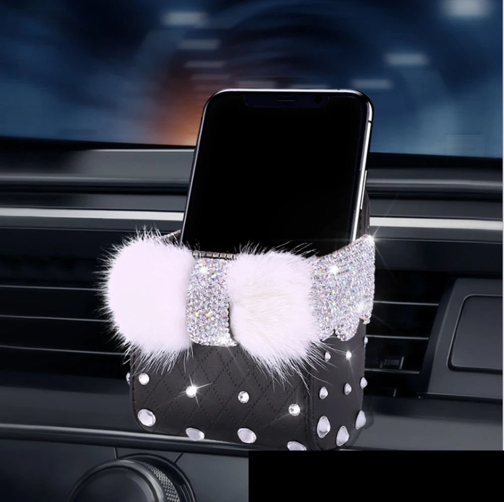 

Cute personality Car Air Outlet Bag Car Hanging Bag In-Car Mobile Phone Bag wool Multi-Function Storage Box Storage Bag