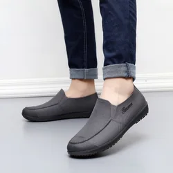 Men Non-slip Waterproof Garden Shoes Slip on Car Wash Work Shoes Elasticity Ankle Rain Boots Safety Shoes