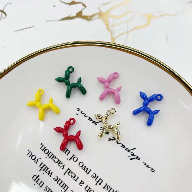 10 개/갑 3D 풍선 개 금속 매력 펜던트 귀걸이 팔찌 DIY 목걸이 보석 만들기