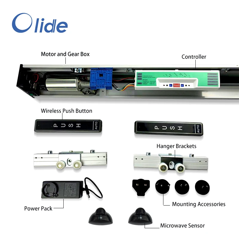Household Residential Sliding Door Operator Hanger Type and 2pcs Microwave Sensors
