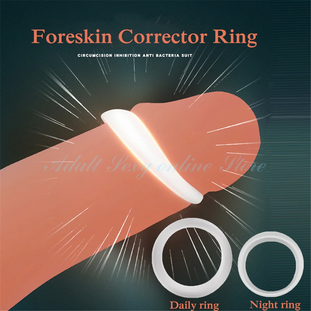 Silicone Sex Toys for Men Male Foreskin Corrector Resistance Ring Delay Ejaculation Daily/Night Penis Rings