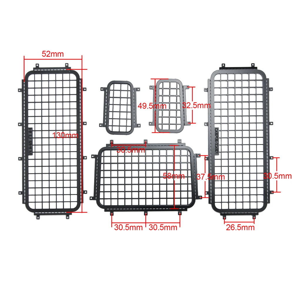 AXSPEED Metal Window Mesh Protective Net for TRX4 Defender 1/10 RC Crawler Car Rear Side Window Net Tail Windows
