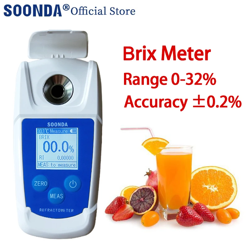 0-93% Digital Brix Refractometer Brix tester meter Fruit Juice Beverage Drinks Sugar Content Measuring Instrument Suger Meter