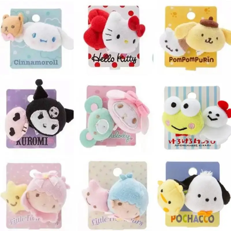 

Anime Cute Keroppi Headwear Girl Gift Sanrioed Kawaii My Melody Cinnamoroll Kuromi Kt Plush Doll Hair Rope Hair Accessories