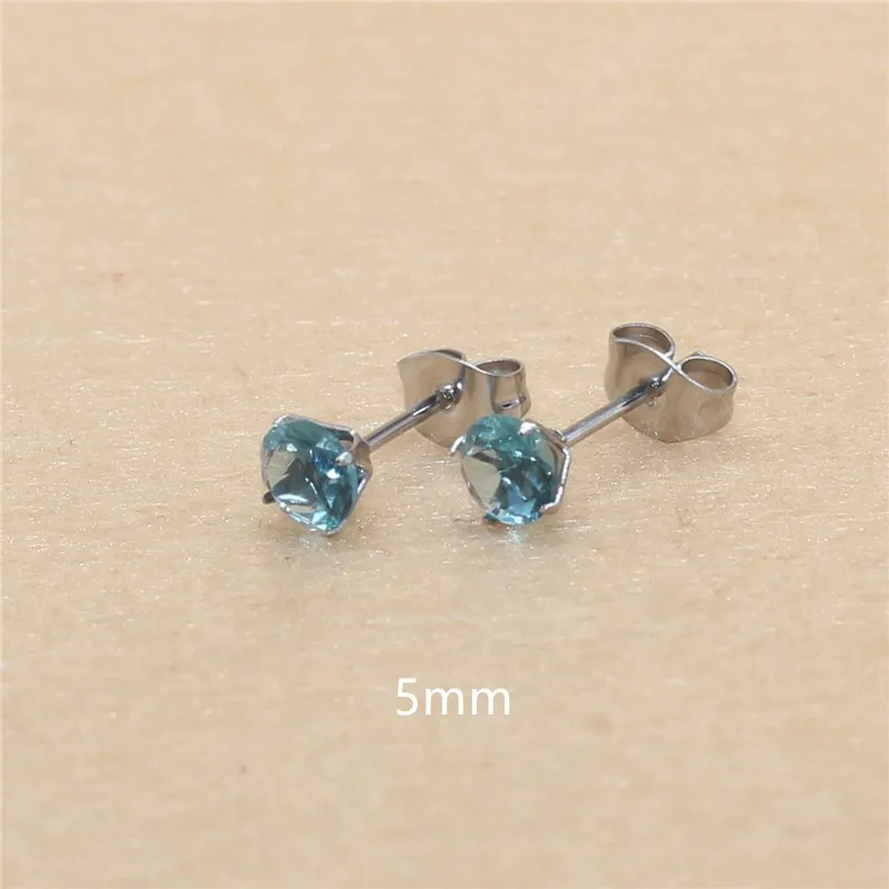 Ohrstecker aus blauem Glas, von 3 mm bis 8 mm, Edelstahl, echt vergoldet, verblasst nicht leicht, allergiefrei – Detail 13