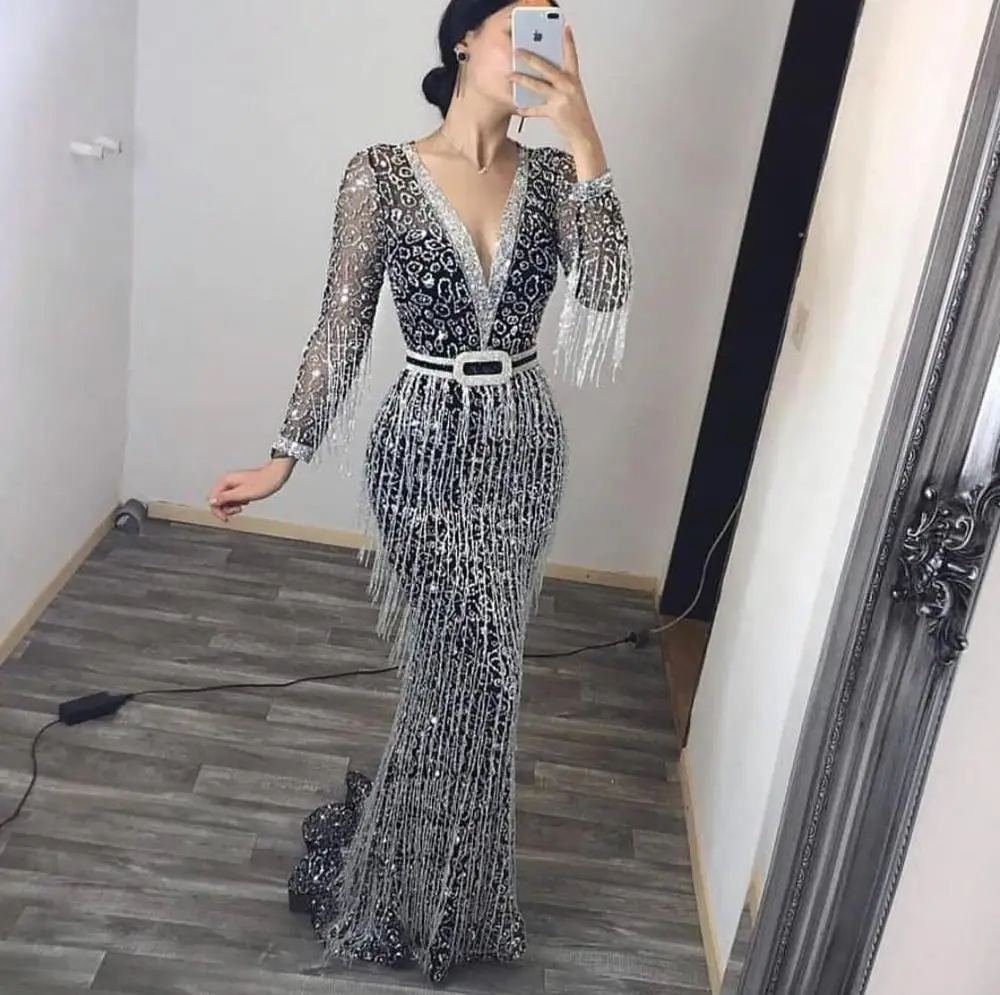 Africa Dress Lace tassel African Dresses For Women Style Red Black Print Long Sleeves Bodycon Daily Dress Evening Party Dress