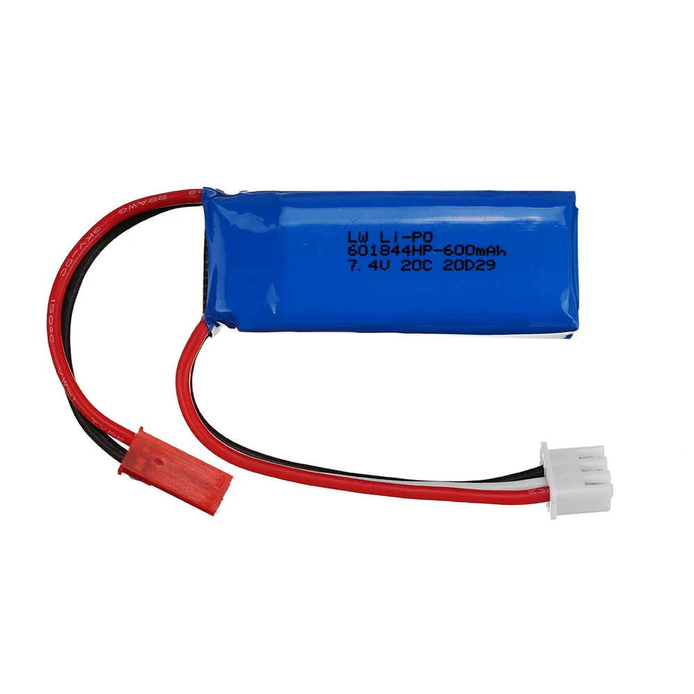 7.4V 600mAh 601844 20C 2S Lipo Battery with charger set for WLtoys F959 XK DHC-2 A600 A700 A800 A430 RC Cars Parts 7.4 v Battery