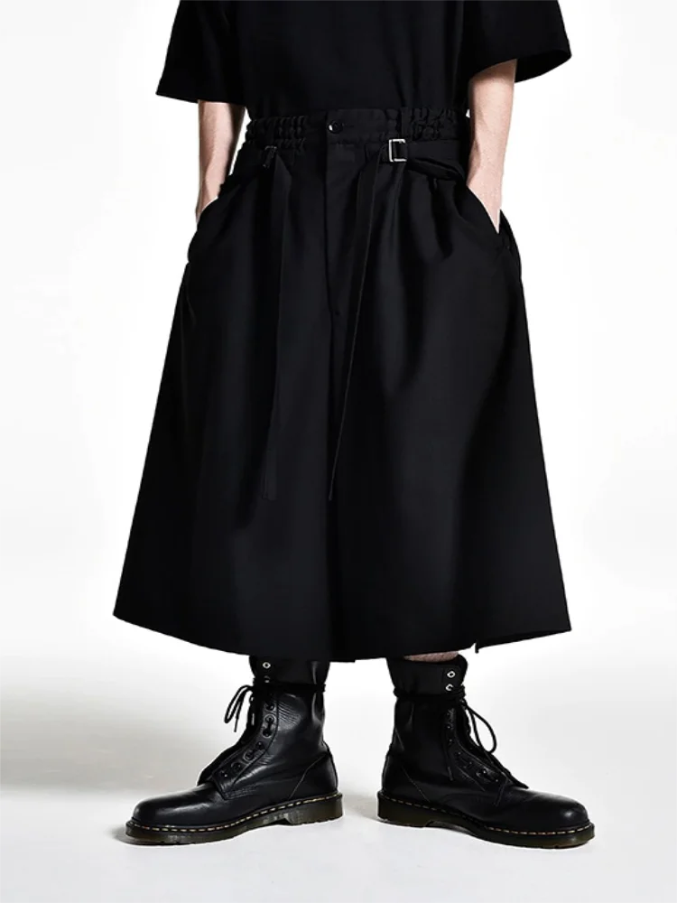 

The summer European and American style new fashion large size loose casual black double skirt pants loose waist