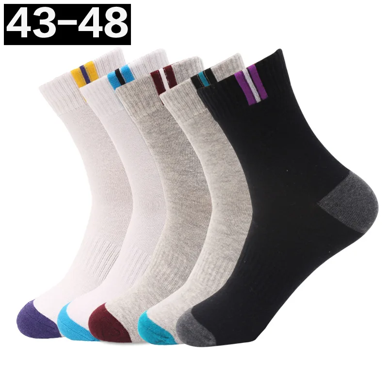 Meias masculinas de algodão tamanho grande 44 45 46 47 negócios meias longas respirável desodorante tamanho grande moda alta qualidade oversize sox