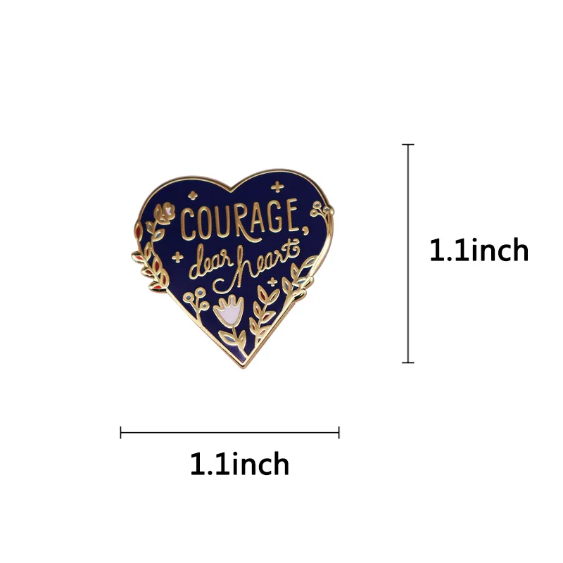 Courage Heart Pin Brave Love Self-care Motivation Achievement  brooch Valentine's Day gift