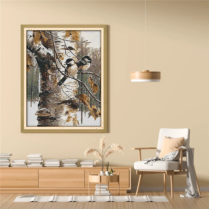 Animal Bird Autumn View Furniture Sewing Printed Cross Stitch Kit Embroidery Diy Handmade Decorative Paintings DMC Needlework