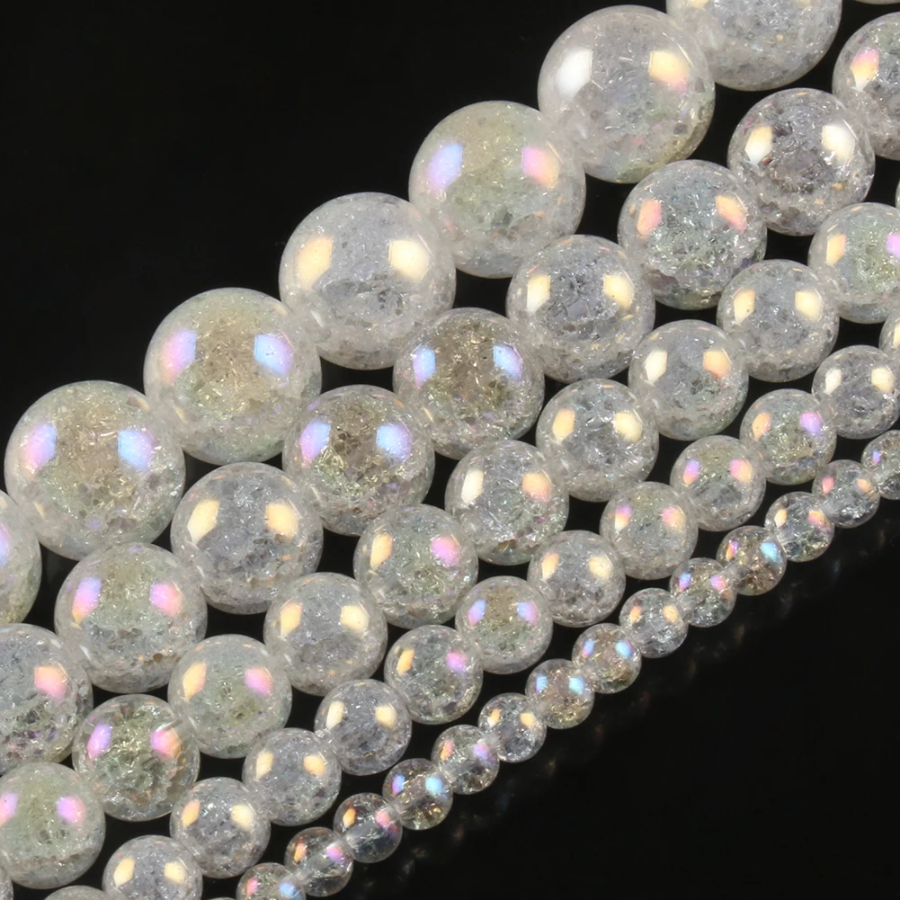 Natural Stone AB White Snow Cracked Quartz Crystal Round Beads For Jewelry Making DIY Bracelet Necklace Acessories 4 6 8 10 12mm - view 5