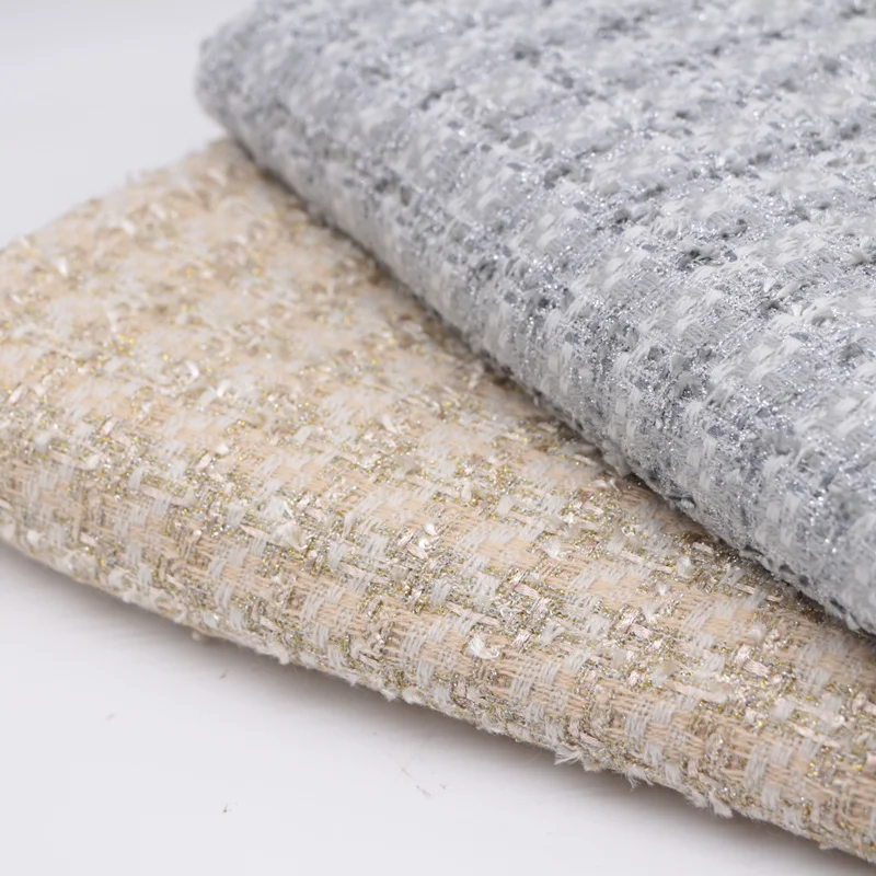 Gold and Silver Lattice Yarn Dyed Braided Tweed Fabric For Woman Autumn Jacket Dress Suits Coat DIY Cloth Sewing Material