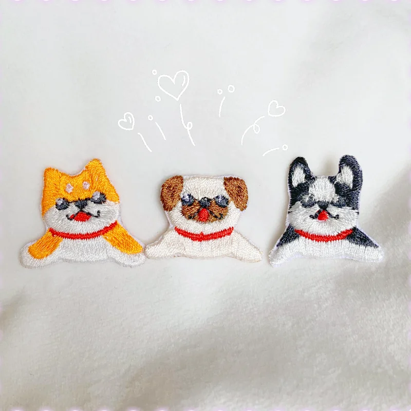 100pcs/lot Luxury Small Embroidery Patch Cute Dog Pet Animal Clothing Decoration Sewing Accessories Craft Diy Iron  Applique