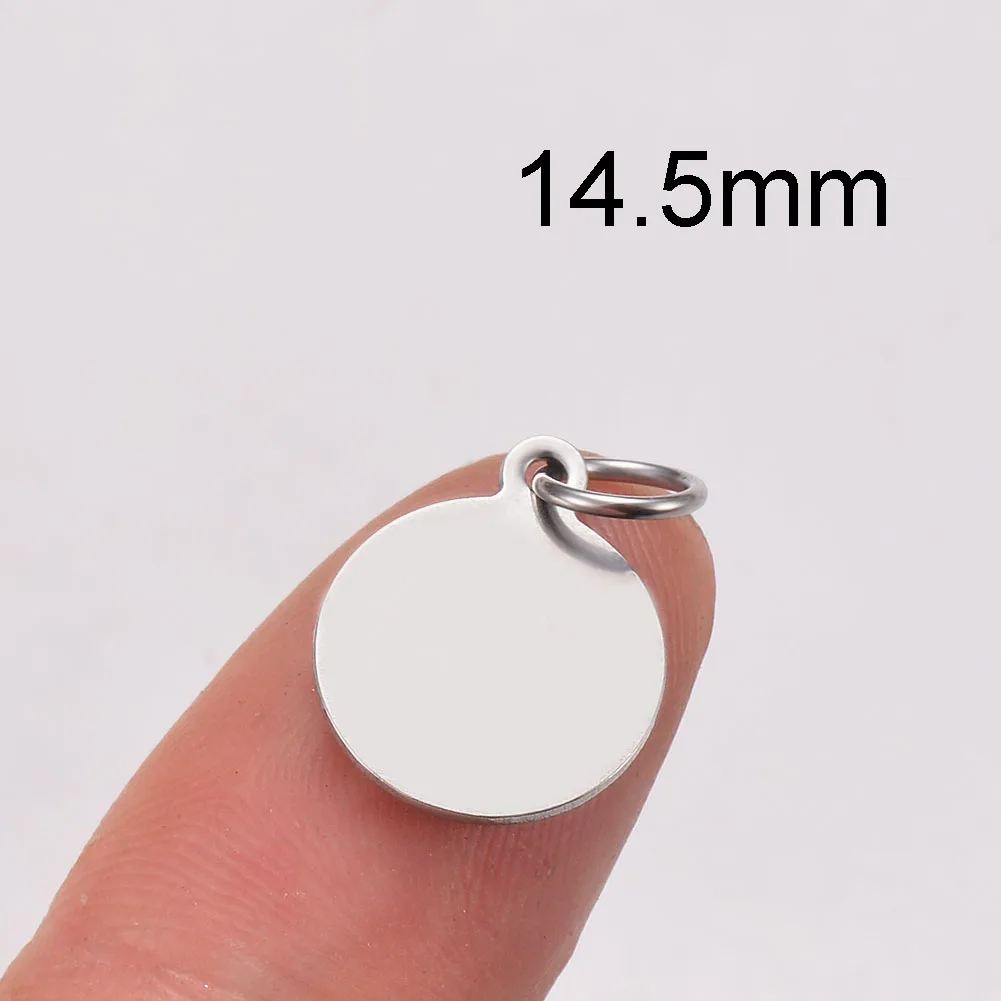 40 stücke 6/8/10/12/20/25mm rundes Etikett benutzer definierte Gravur Edelstahl kleine Logos Charms Schmuck für DIY handgemachte Schmuck herstellung – Detail 6