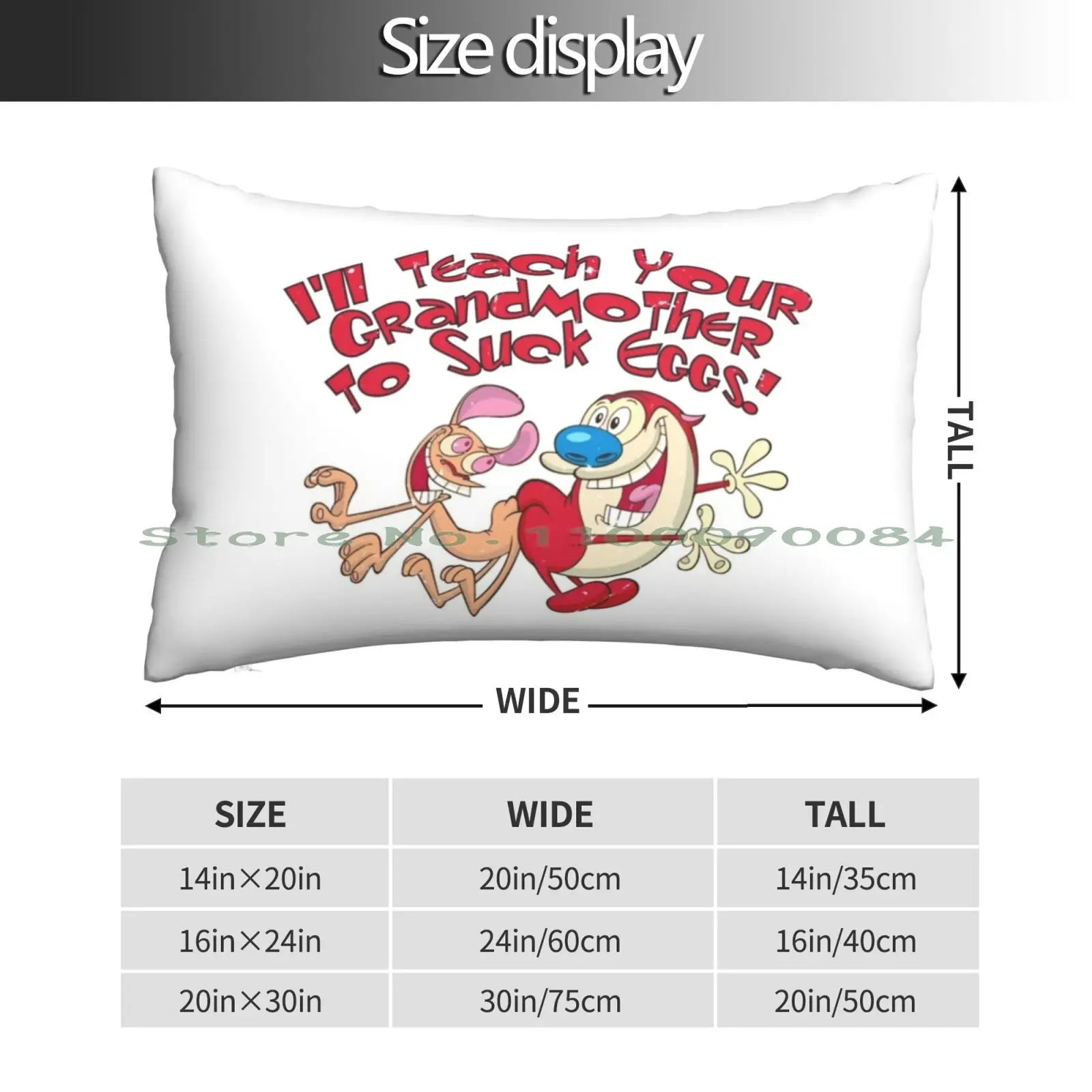 Pillow Case 20x30 50*75 Sofa Bedroom Ren And Stimpy Happy Happy Long Rectangle Pillowcover Home Outdoor Cushion Decor