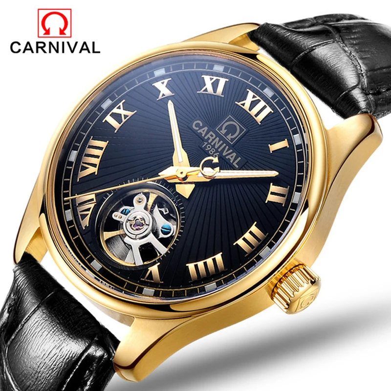 Carnival Men Watches Automatic Mechanical Wrist Watch Top Brand Luxury Hollow Watch Sapphire Glass Clock Relogio Masculino 4660