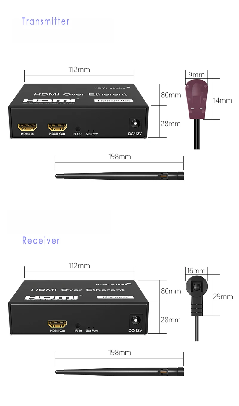 656ft Draadloze WiFi HDMI Extender Zender Ontvanger 2.4G 5GHz 1080P Lokale Loop-out IR Afstandsbediening HDMI Extender PC DVD naar TV