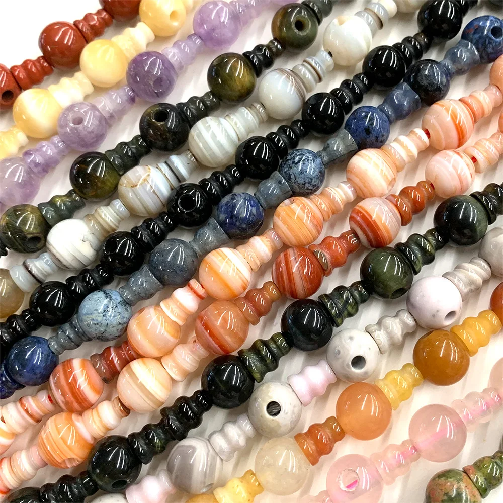 Veemake Dumortierite Sardonyx Agate Jasper Aventurine Pagoda Tee Buddha Head Tibet Guru Beads Fit Jewelry DIY Necklace Bracelets