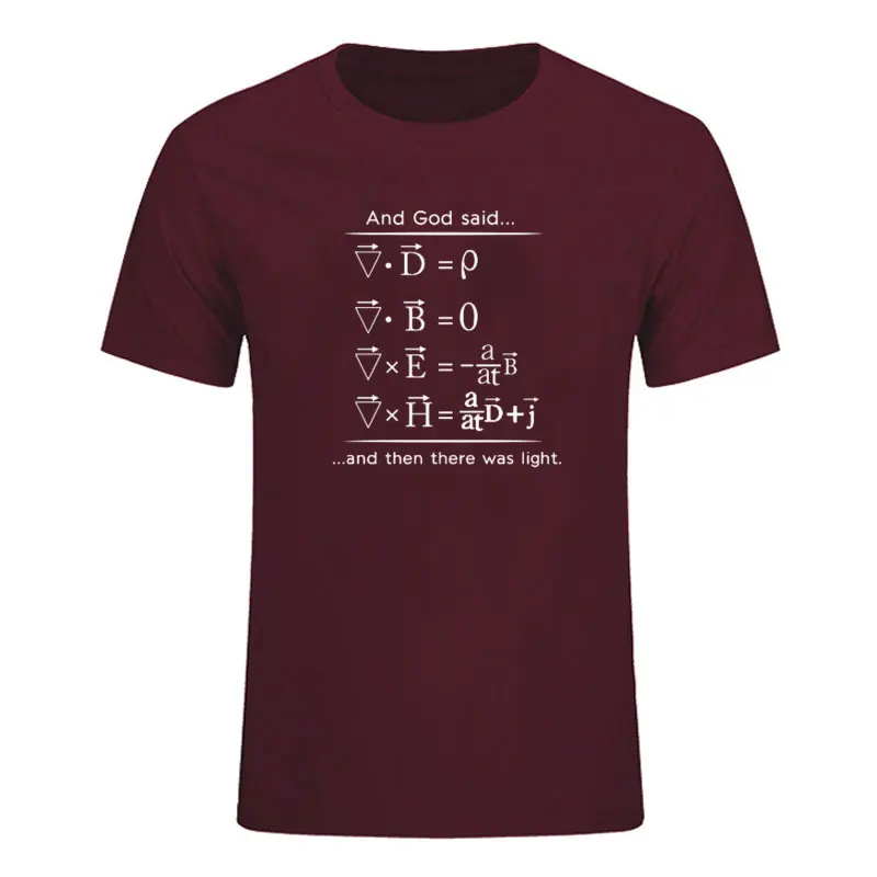 Physics T Shirt God Says Maxwell Equations and Then There Was Light Nerd Design Cotton T-Shirt Men Science Summer Top