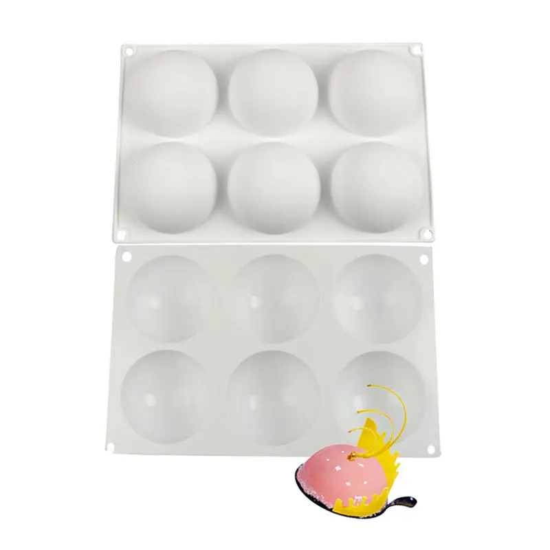 

Semicircle Silicone Cake Mold for Chocolate, Mousse, Jelly, Pudding, Ice Cream, Dessert Bread, Baking Decorating Tools, 6 Cavity