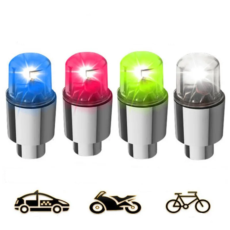 2pcs Bike Car Motorcycle Wheel Tire Tyre Valve Cap Flash LED Light Spoke Lamp