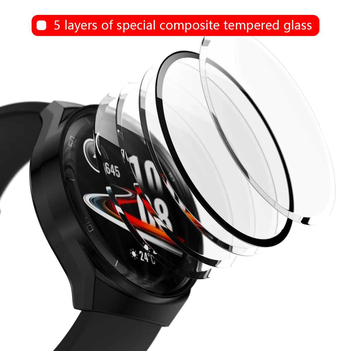 Vidro Temperado e Case para Huawei Watch GT2e, Protetor de Tela, Bumper Cover Frame, Matte Hard Cases, Acessórios