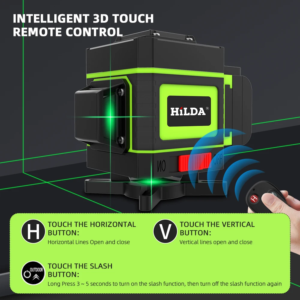 Laser Level 12 Lines 3D Self-Leveling 360 Horizontal And Vertical Cross Super Powerful Green Laser Beam Line