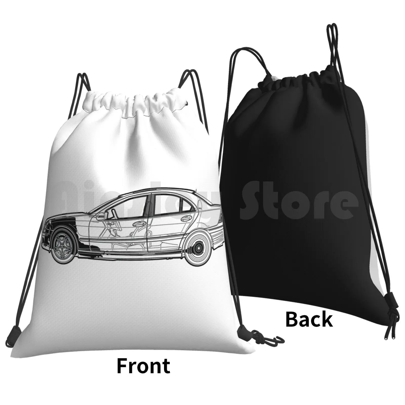 C55 Blueprint Backpack Drawstring Bag Riding Climbing Gym Bag C Class C55 W203 Automobile Auto Car Sportscar Sports Car