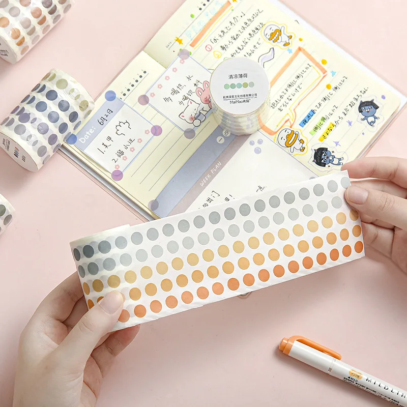 Morandi Dot Washi Tape Round Stickers 60mm*3m Scrapbooking DIY Deco Stickers For Journal Planner Scrapbooking Masking Tapes