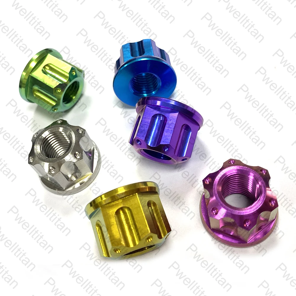 Imagem -05 - Titanium Nuts Flange ti Liga Hexágono Hex Prendedor para Mtb Bicicleta de Corrida da Motocicleta 1.25 mm 1.5 mm Passo Peças m5 m6 m8 M10 M12