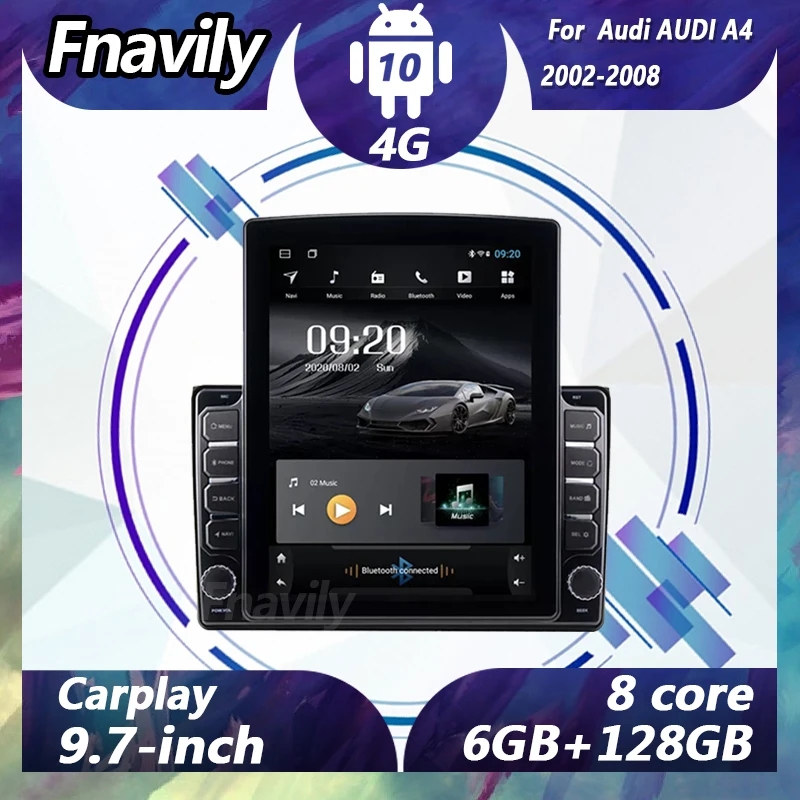 

Fnavily 9.7" Android 10 car audio For Audi A4 video dvd player radio car stereos navigation GPS DSP BT WIFI 4G 2002 - 2008