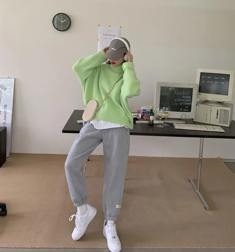 2021 frauen Rose rot Grau Dicke Warme Hosen Dame Lose Plus Samt Sport Jogginghose Weiblich Workout Hosen Herbst Winter Hosen