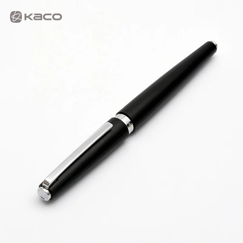 KACO BALANCE Brushed Metal Aluminum Fountain Pen, Schmidt Converter High-end Fine Nib Ink Pen with Gift Box for Office Business