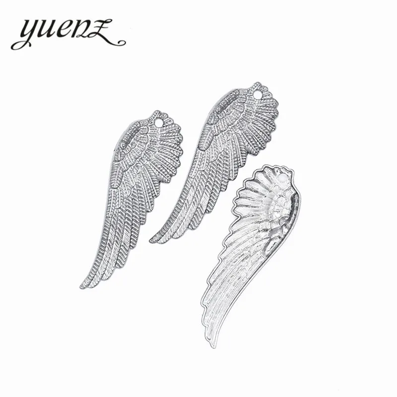 YuenZ 6 pcs Antique Silver color wing Charms Metal Pendants Jewelry Making Accessories 51*18mm D447