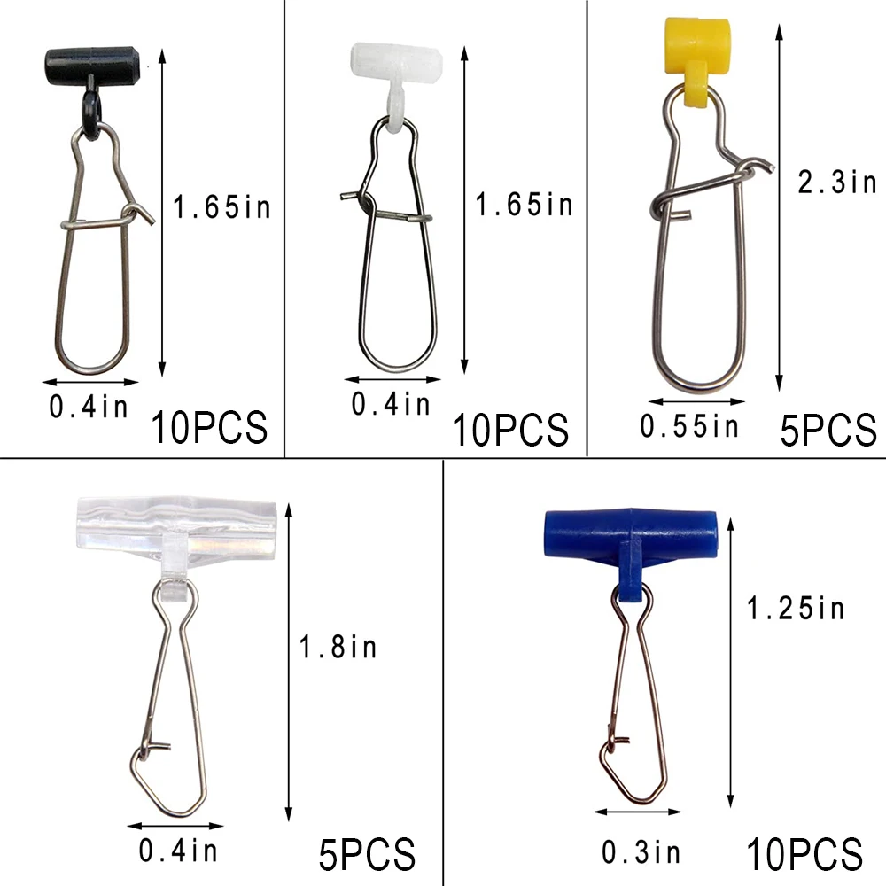 40Pcs Fishing line Sinker Slide with Duo Lock Snap Fishing Sinker Weight swivels Sliders for Surf Fishing Catfish Rigs Connector