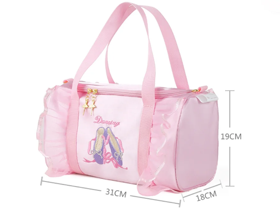 Personalized Kids Dance Bag for Girls Ballerina Bag Pink Lace Duffel for Ballet Class Crossbody Name Embroidery Ballet Handbag