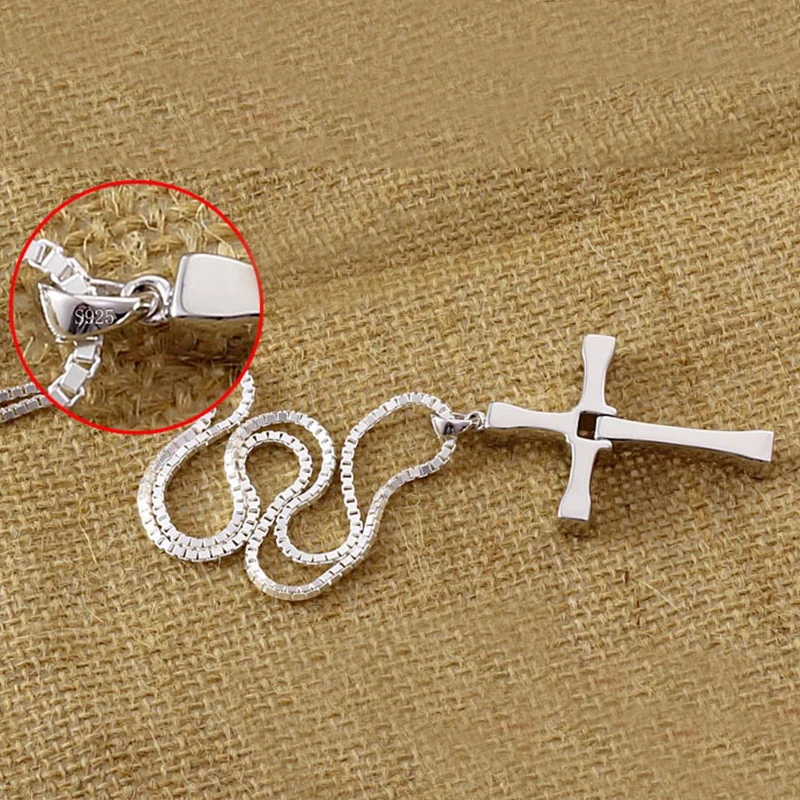 Fast And Furious Dominic Toretto S925 Sterling Silver Cross Necklace Pendant Women Men Silver Jewelry Couple Lovers Gifts