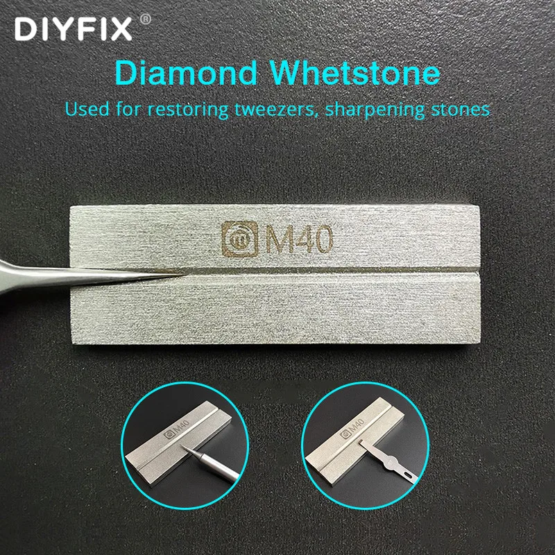 

DIYFIX Diamond Whetstone For Trimming Tweezers Sharpening Blades Double-sided And Two-eye Tweezers Repairer Hand Tool