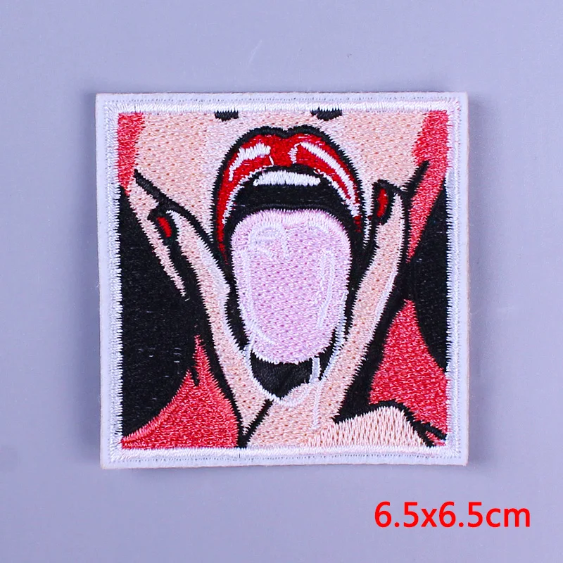 Sexy Girl Lips Patch Iron On Patches For Clothing Hip Hop Embroidery Patch Rock Stripe Clothes African Girl Applique Accessories