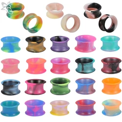 ZS 1 Pair 5-22MM Flexible Silicone Ear Plug Tunnel Men Women Double Flare Ear Gauges Colorful Ear Expander Body Piercing Jewelry